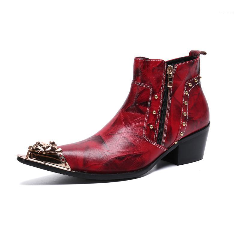 

man boots shoes metal toe for men pointy leather boots hairstylist shoes spring/autumn high-top ankle mid-bond men's1, As pic