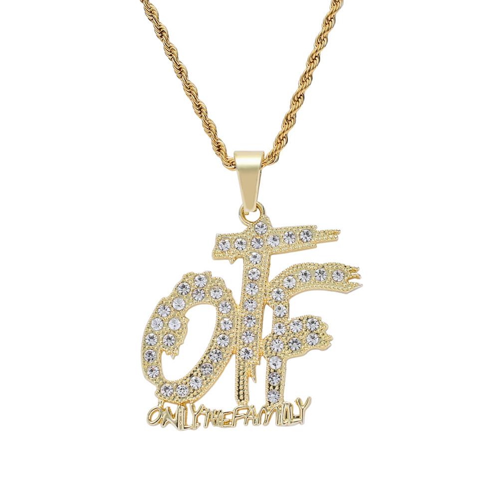 

Luxury Men/Women Hip Hop Iced out Bling OTF Pendant Necklaces Fashion Hion Hiphop Only the Family Letters Necklace Jewelry Drop Shipping Fas, Silver