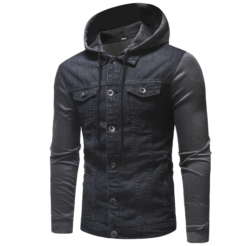 

2021 New Autumn Mens Denim Jacket Men Trendy Fashion Thin Ripped Streetwear Hoodie Coats Male Cowboy Jeans Jackets Outerwear Mv5u, Cc166black