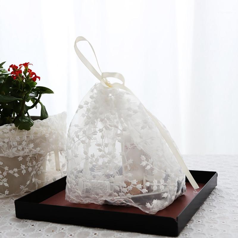 

1pc Drawstring Lace Storage Bag Embroidery Translucent Dry Flower Bag Home Underwear Towel Socks Organizer1