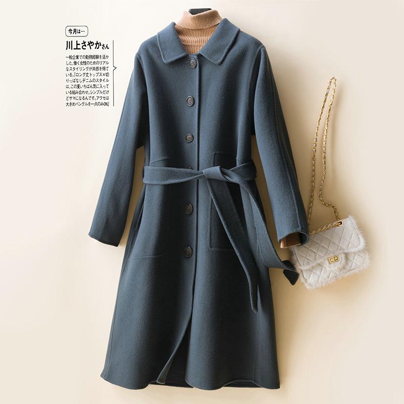 

New Autumn Winter Ladies Overcoat 2020 Warm Women 100% Merino Wool Thick Warm Cardigan Long Sleeve Fashion Long Jacket Coats, Red