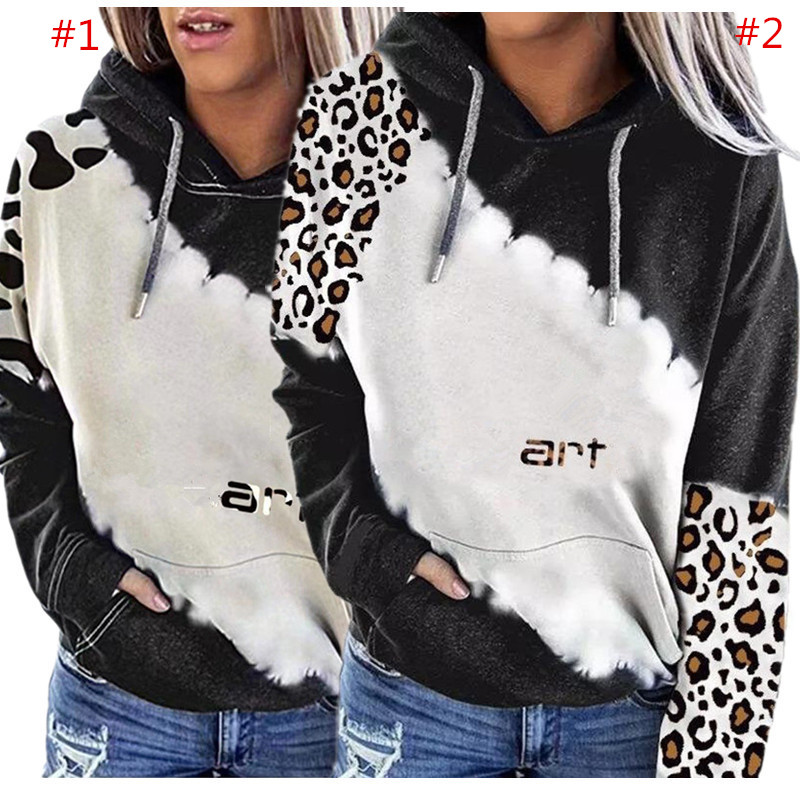 

Fashion Letter Women Hoodies Spring Tops Leopard Long Sleeve Sweatshirt Casual Patchwork Hoodie Hooded Pullover Ladies Outdoor Sweatshirts, White