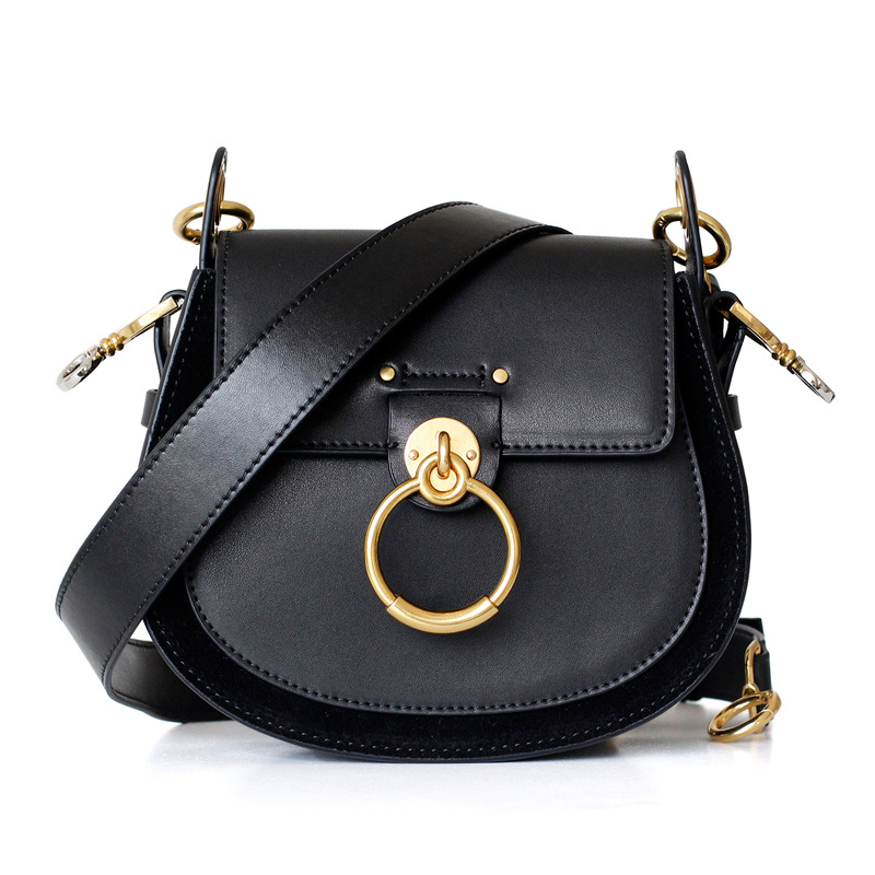 

Fashion luxury design ladies one-shoulder bag ring decoration pure color leather cross-body bag high quality handbag, See chart