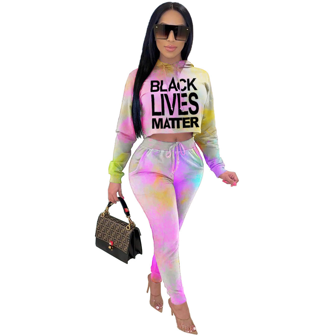 

Women Tie Dye Two Piece Set Tracksuit Sexy Casual Letter Print Long Sleeve Hooded Pullover Pencil Pants Outfits Ladies Fashion Clothing, Pink