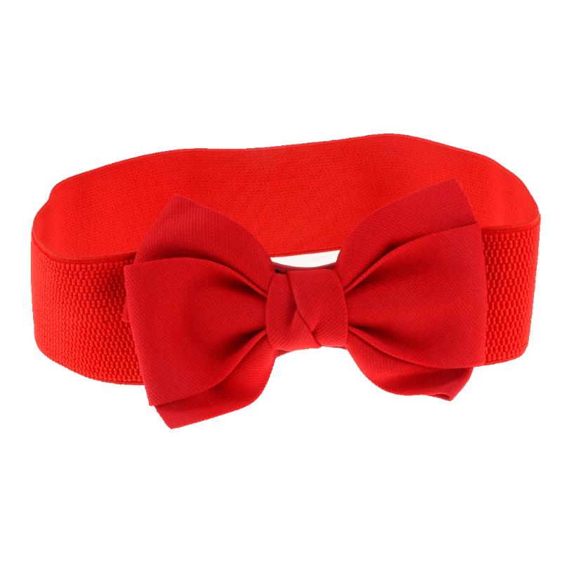 

Vintage Elastic Bowknot Wide Waist Belt Stretch Corset Belt High Waist, Black