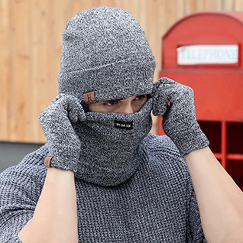 

Nibesser 3pcs Knitted Hat Gloves Scarf Set For Men Winter Fashion Soft Warm Casual Unisex Cap Scarves Sets Gift Outdoor