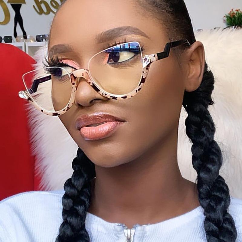 

Sunglasses Wholesale Half Frame Crystal Glasses For Women Vintage Anti-blue Light Computer Eyeglasses Female Rhinestone