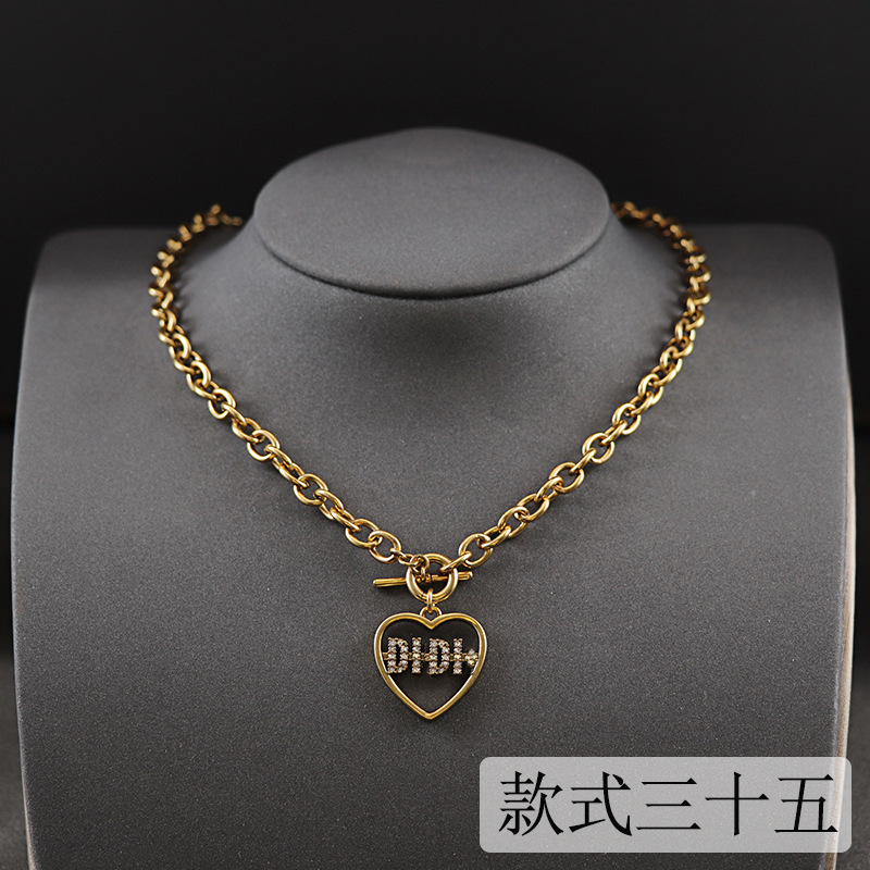

New designed fashion alphabet pendants with diamonds crystal pearl letters chain women necklace Celebrity female luxurious jewelry high quality ZN0356