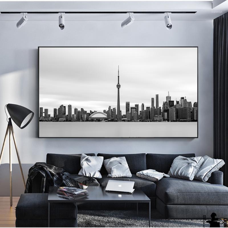 

Black And White Toronto Skyline Retro Posters Prints Realist Toronto Landscape Wall Art Canvas Painting Pictures For Living Room1