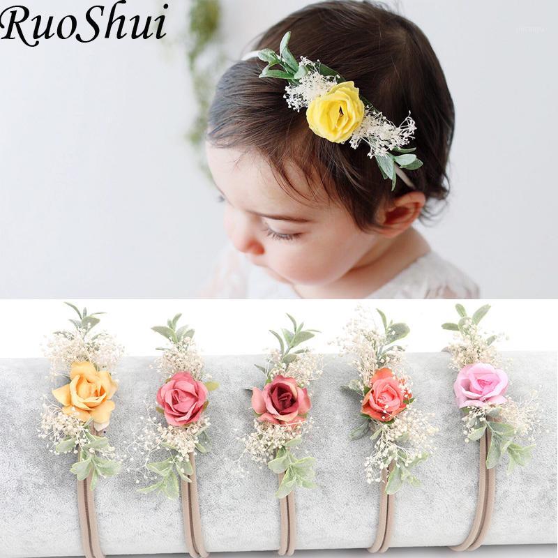 

1pc Lovely Flower Bohemian Nylon Elastic Headband For Baby Girls Cute Photography Flower Crown Hair Band Hair Accessories1, Orange