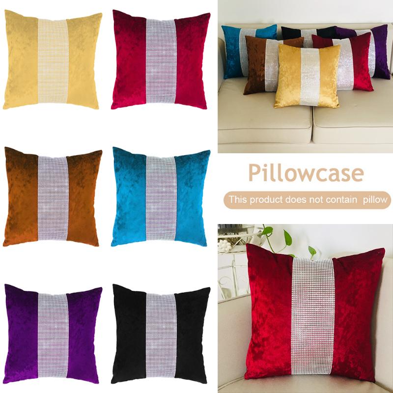 

45x45cm Modern Diamante Sparkle Crushed Velvet Cushion Cover Home Throw Pillow Case Slipcovers Home Deco, 40x40cm