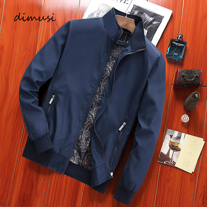 

Mens Jackets Autumn Casual Solid Color Windbreaker Bomber Coats Mens Sportswear Stand Collar Slim Baseball Jackets 4XL, Dark blue