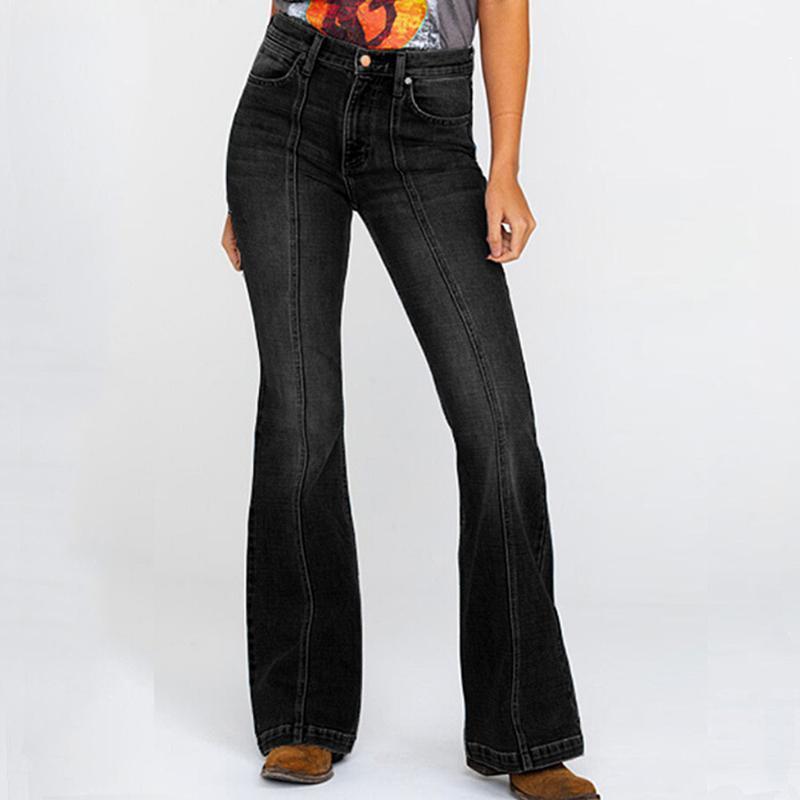 

Women Denim Pants Button Up High Waist Flare Jeans Ladies Fashion Female Wide Leg Trousers Push Size Bell-Bottom Women's, E730752