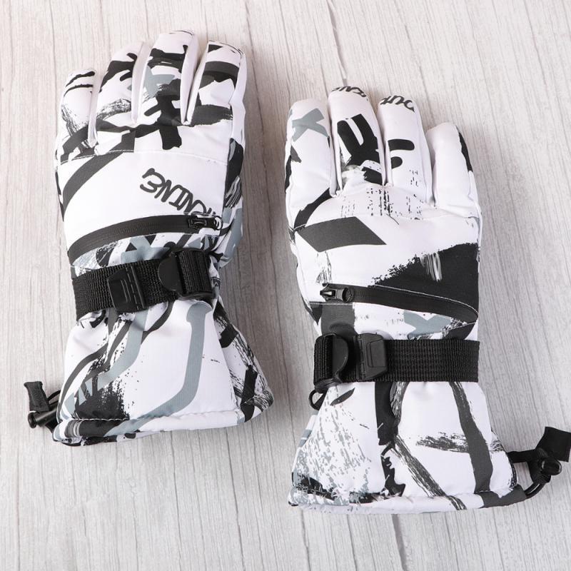 

1 Pair Winter Thickened Ski Cycling Waterproof Windproof Warm for Men (Grey and White Graffiti, Size)1, Picture 1