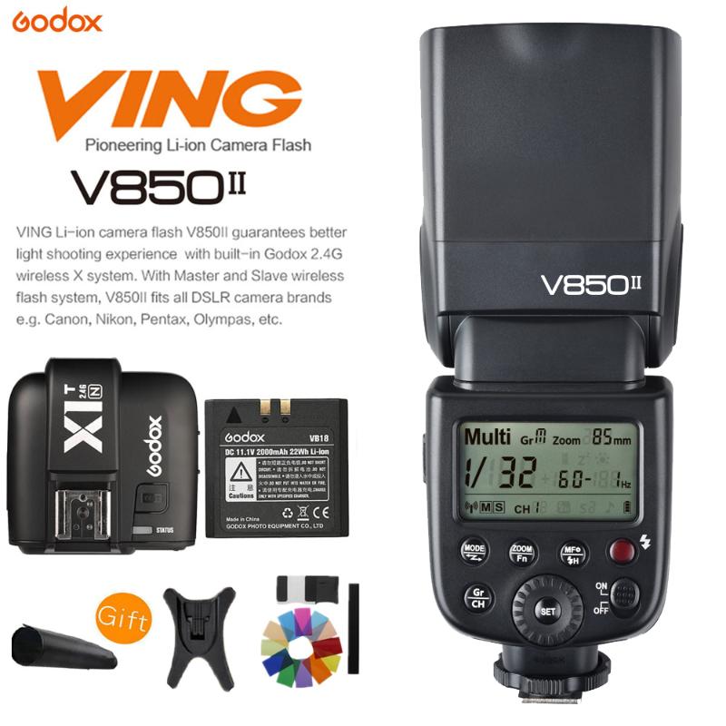 

Godox V850II GN60 HSS 2.4G Wireless X System Speedlite Li-ion Battery Flash Light+X1T-N flash trigger For DSLR Camera