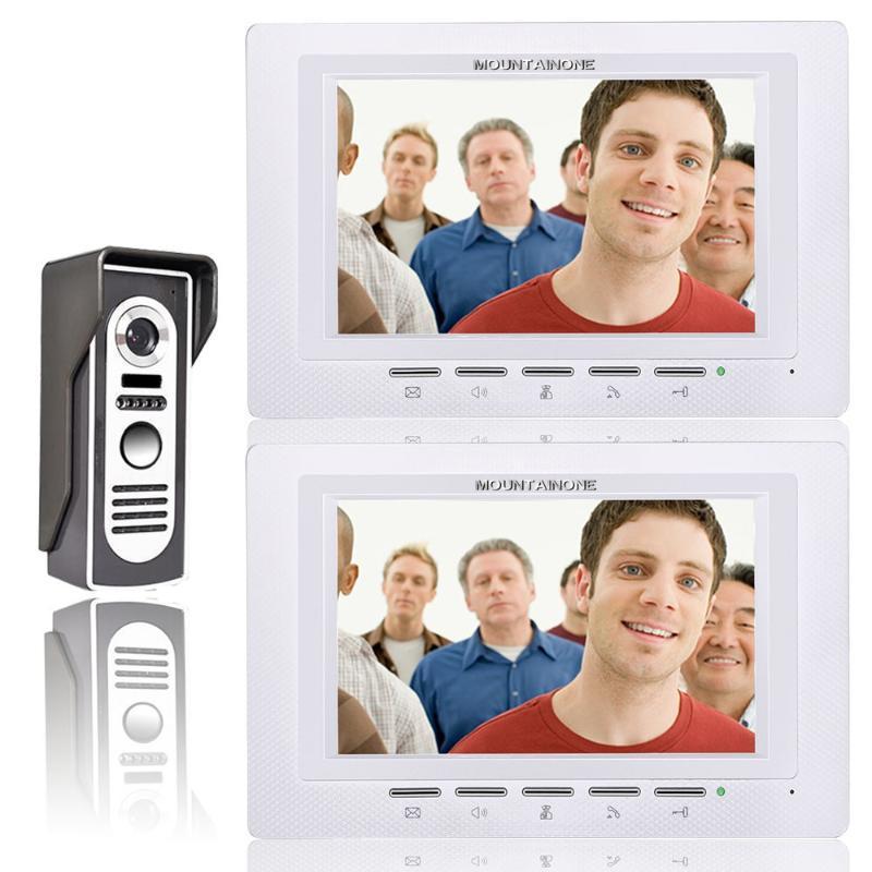 

Visual Intercom Doorbell 7'' LCD Wired Video Door Phone System 2pc white Indoor Monitor 700TVL Outdoor IR Camera Support Unlock1