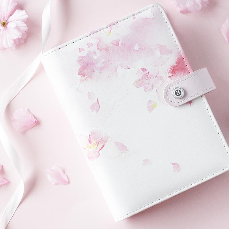 

2021 Yiwi Cherry Blossoms Pink Blue A5 A6 Loose Leaf Planner Faux Leather Notebook Diary Journal Book