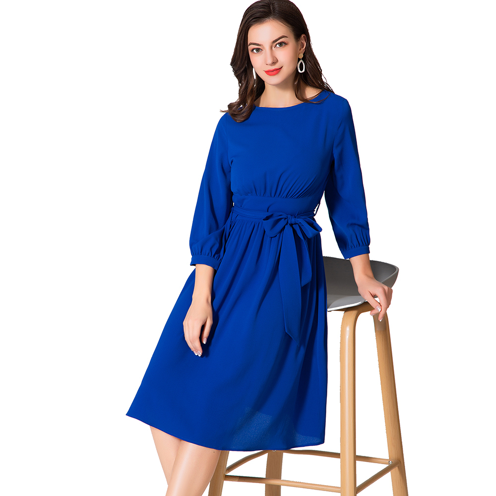 

2021 New Brand Women's Plus Size Casual O-neck Half Sleeve Knee Pure Color Vintage Bandage for Women 68c3, Wine red