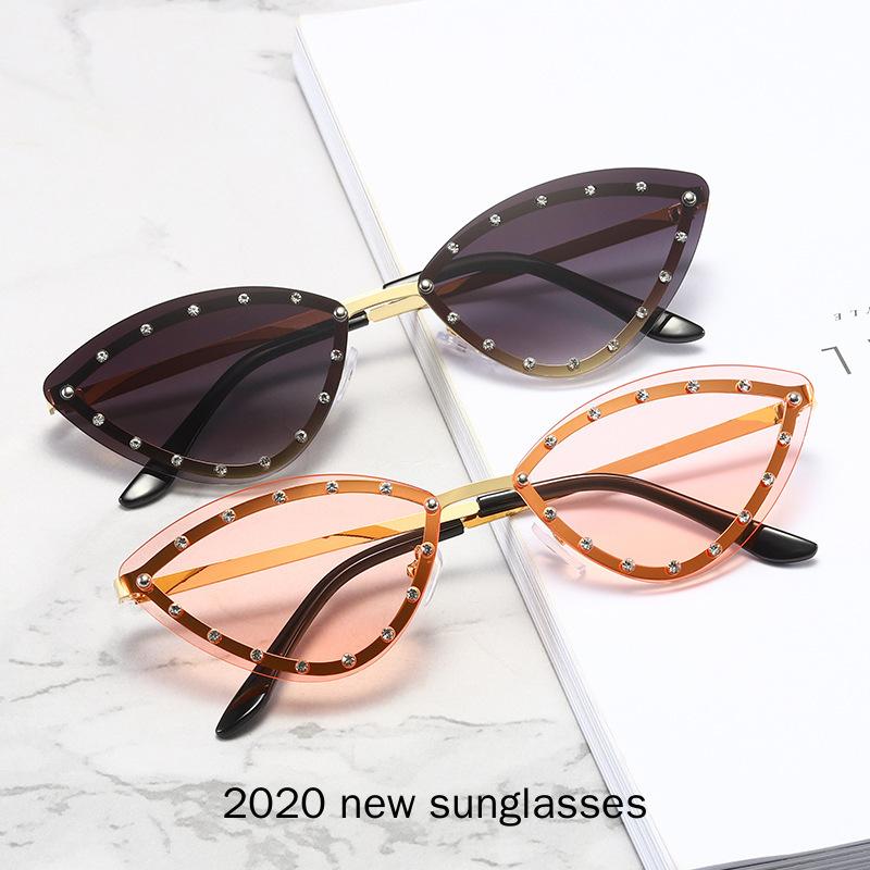 

Sunglasses Unique Candy Color Rimless Rivets For Women Red Blue Cool Sun Glasses Female Party Shades NX