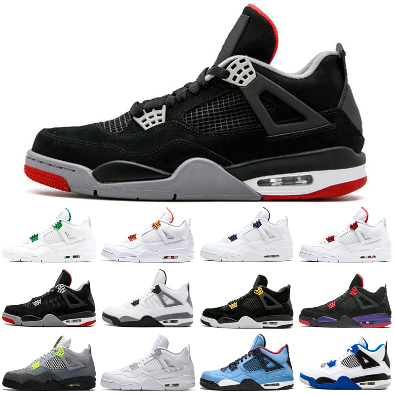 

2020 New Wholesale Jumpman 4 4s White Cement Cactus Jack Men Womens Basketball Shoes Neon Court Purple Bred Mens Trainers Sports, As photo 14