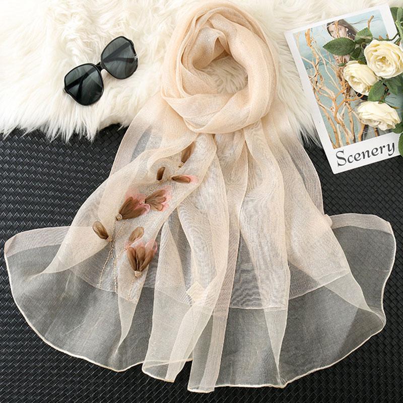 

Scarves Rushed 2021 Silk Women Scarf Warm Wool Shawls Lady Wraps Bufanda Floral Bandana Embroidery Foulard Hijab