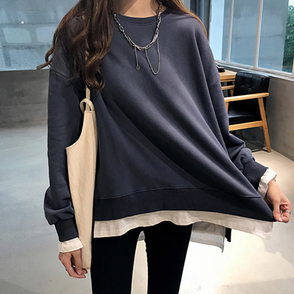 

2021 Piece Hoooded Autumn Korean Plain Pullover Oversized Tops Girl's Sweet Shirts Sweatershirt Fashion New 1UVR, Yellow
