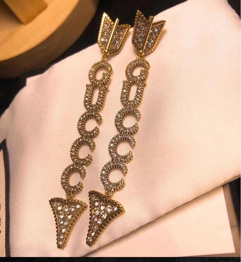

2020 new 925 silver needle brass vintage letter tassel earrings temperament fashion European and American heavy industry earrings earrings