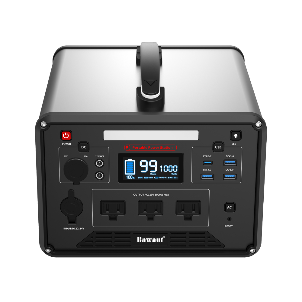Portable Power Station 1000W 1280Wh Battery Power Generator Alternative with FCC ETL 110V 220V AC and USB Output-image-755448477