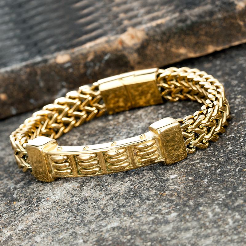 

Hot bracelets men link chain on hand hip hop bracelet stainless steel Golden chain bracelet jewelry gifts for girls the new year