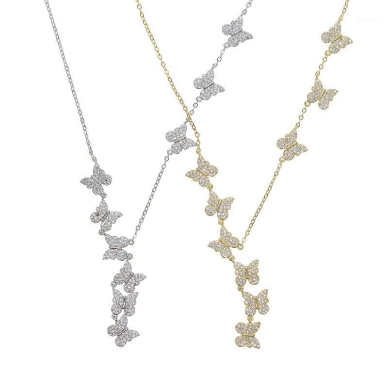 

Chokers Cute Lovely Charms Micro Pave Cz Butterfly Pendants Gold Color Fashion Women Girl Elegance Sweet Jewelry Necklaces1