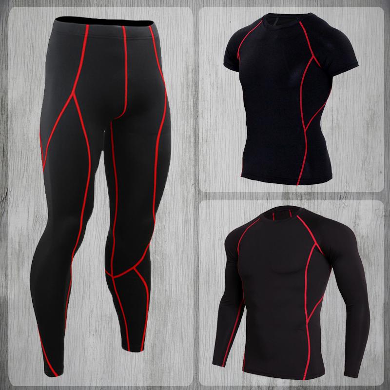 

Fashion Men' track suit 3 pieces set of gym fitness compression sportswear clothes jogging sportswear sports fitness pants, Photo color