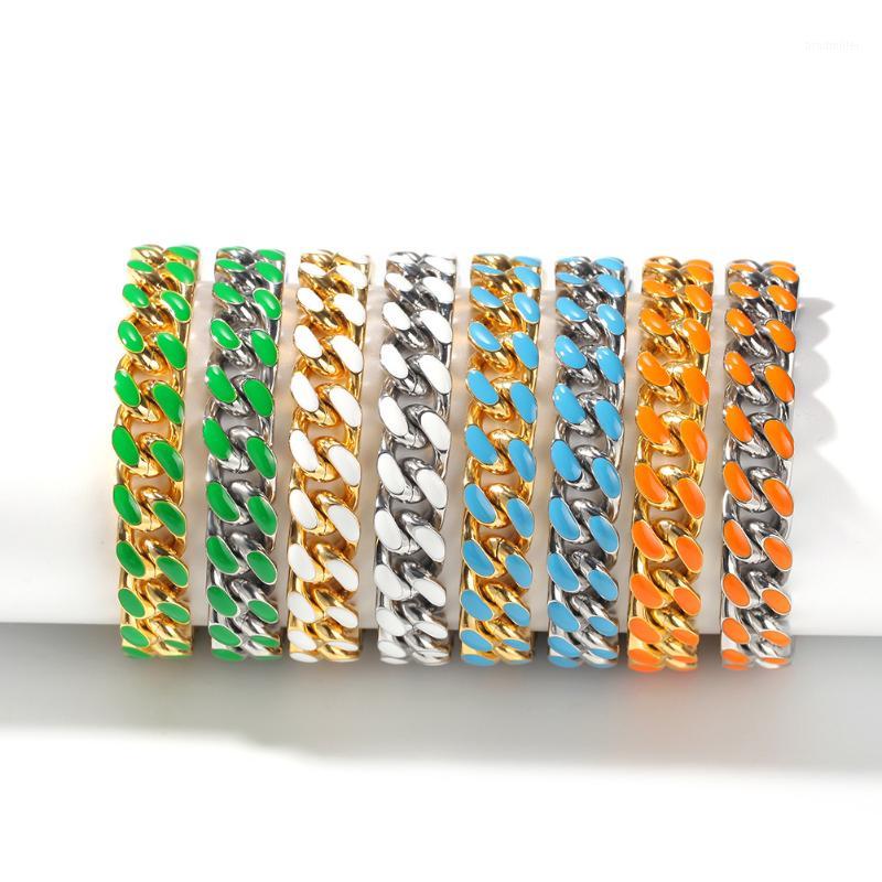 

Link, Chain Hip Hop Stainless Steel Drop Color Cuban 12mm Fashion Men And Women Bracelet 7inch 8inch1