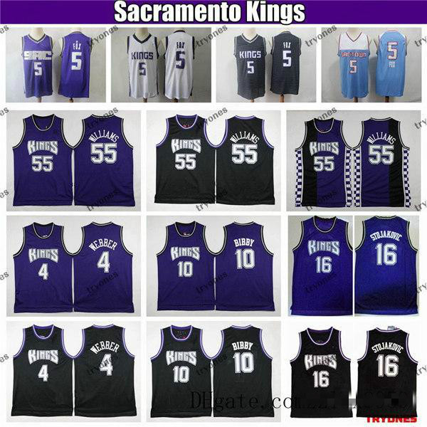 

Sacramento nba Kings City De'Aaron Fox 5 Basketball Jersey Vintage Jason Williams Peja Stojakovic Chirs Webber Mike Bibby, Black;red