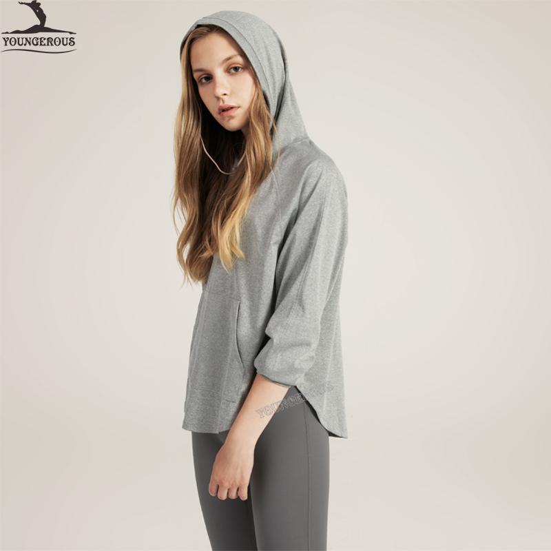 

Hot sale Street Wear Sweatshirts Women Long Sleeves Crop Top Gym Wear Hoodie, Black