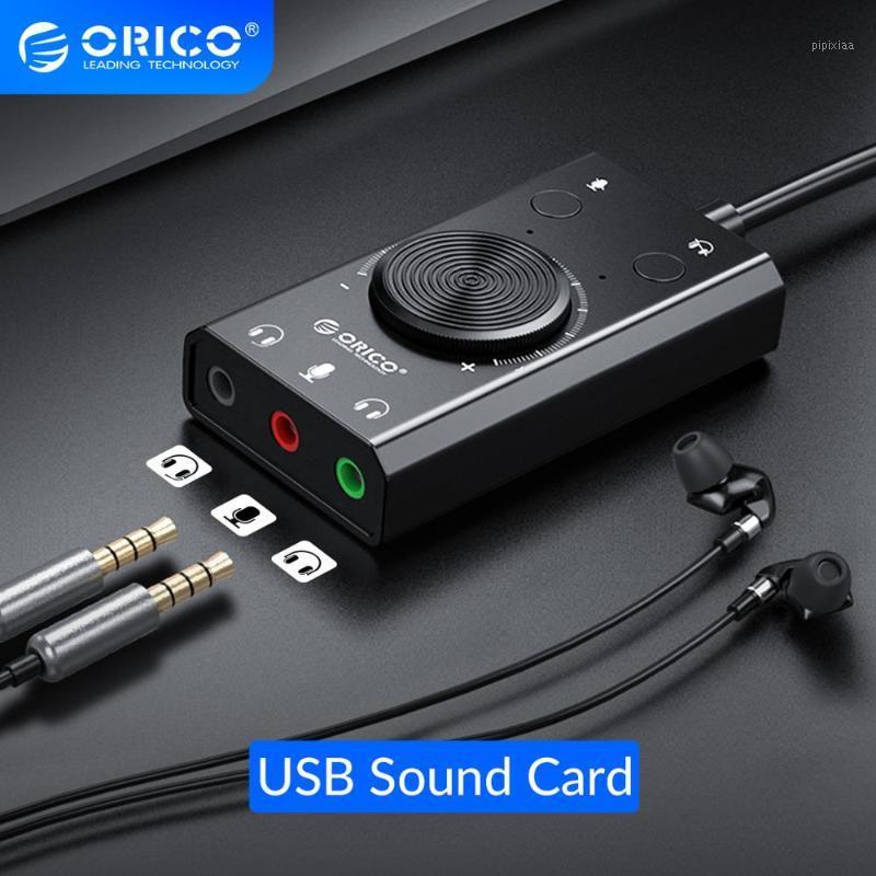 

ORICO Portable USB Sound Card for Microphone Earphone 2 in 1 With 3 Port Output Volume Adjustable External For Windows Mac Linux1