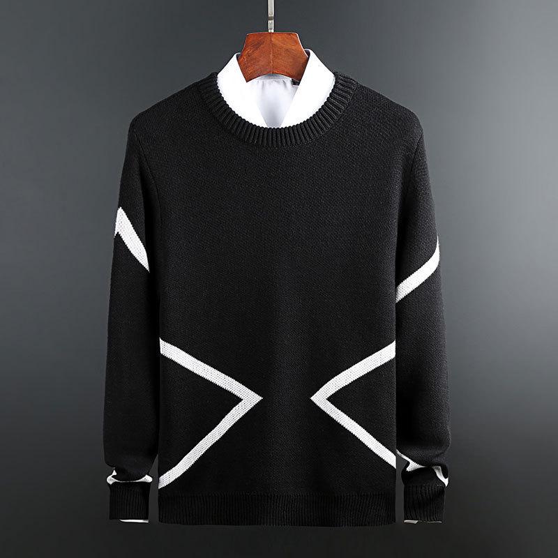 

Printing Thickened Knitted Sweater Men's Autumn Winter 2021 New Korean Men Warm Fashion Simple Sweaters Hot Sale, 936 black