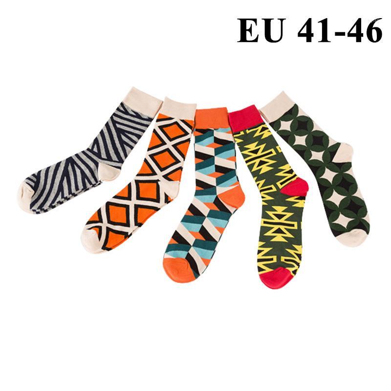 

5 Pairs Happy Funny Men's Socks High Quality Combed Cotton Long Colored Dress Socks Novelty Tube Skateboard Wedding Cool1
