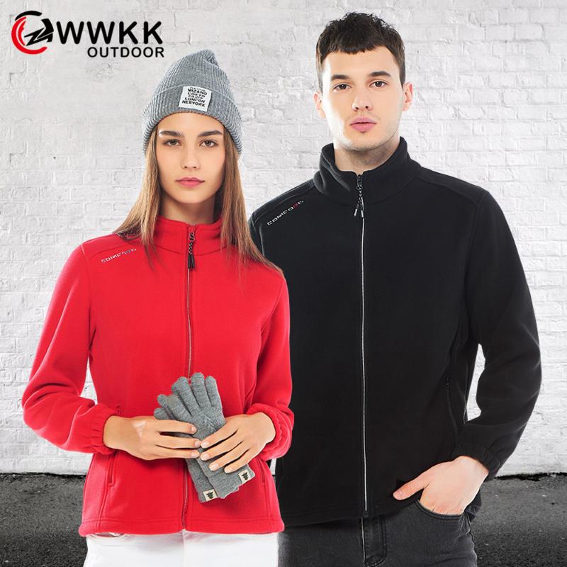 

Men's Women Polar Fleece Jacket Soft Shell Outdoor Camping Tourism Mountain Climbing Comfortable Thermal Hiking Jackets, Black(men)