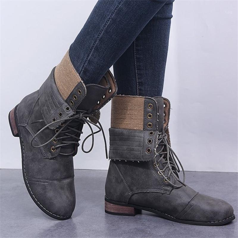 

2020 New Hot Autumn Winter Women Boots High Quality Solid Lace-up European Ladies Shoes Fashion wild High Heels Boots 35-431, Gray