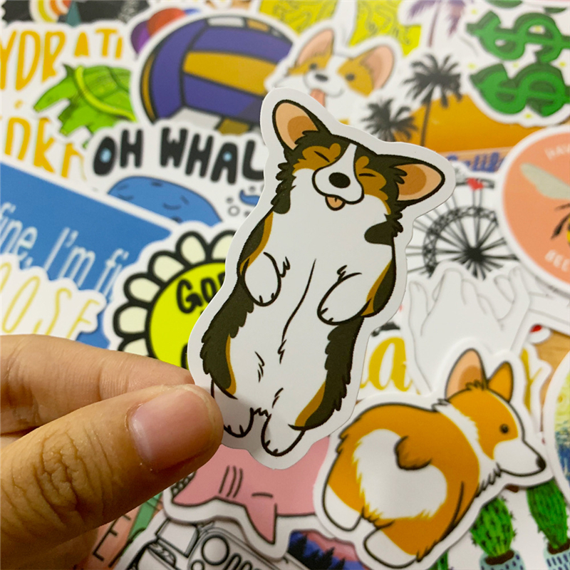 

50pcs/Lot Wholesale Hotsale Lovely Cute Vsco Stickers Decals Vinyl Waterproof No-duplicate Sticker For Laptop Skateboard Bottle Car Decal, Multi-color