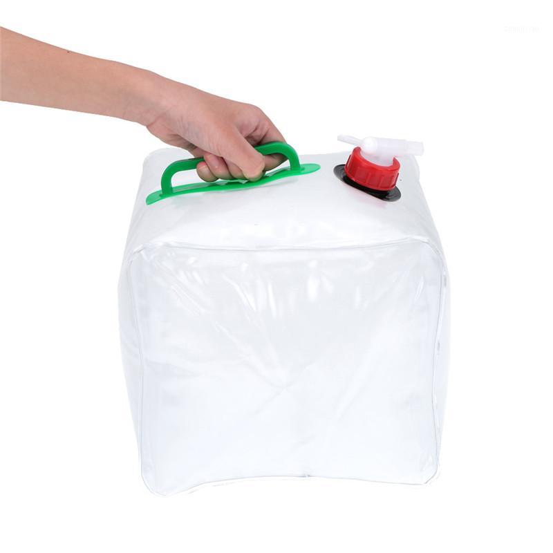 

20L PVC Outdoor Folding Collapsible Drinking Water Bag Storage Car Carrier Container for Camping Hiking Picnic Water bucket1, Transparent