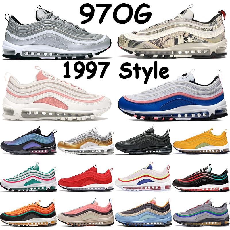 

Mens 97s running shoes newspaper silver bullet olympic rings pack undftd black white LX throwback future game royal mustard sports trainers, 20. deep blue red white