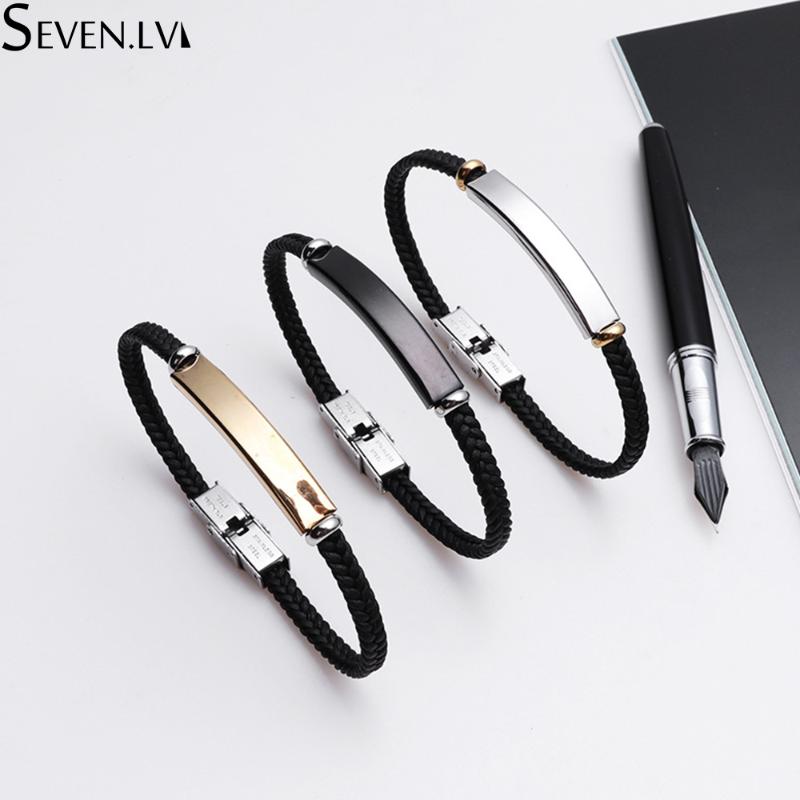

Square high quality stainless steel charm female Bracelet Black Braided Rope custom name fashion jewelry gifts for women