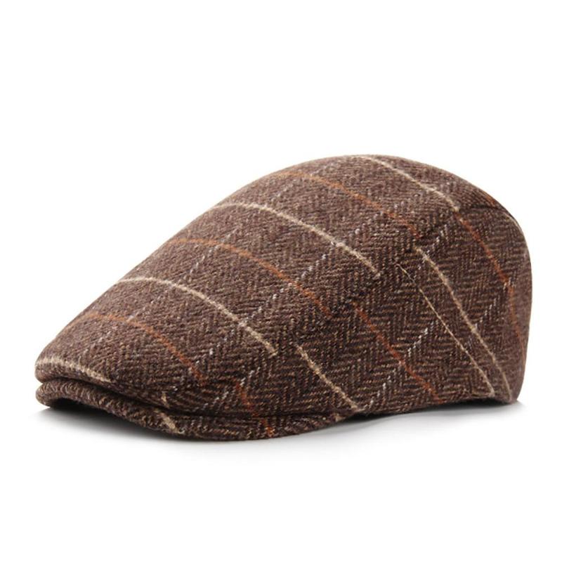 

Men's Hat Berets Wool Newsboy Caps Gatsby for Autumn und Winter Plaid Casual Driving Caps, Grey