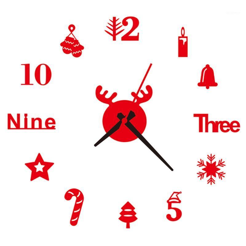 

Christmas 3D DIY Acrylic Wall Clock Nordic Style Round Quiet Clock Wall Decor Home New Year Christmas Decoration Clocks1