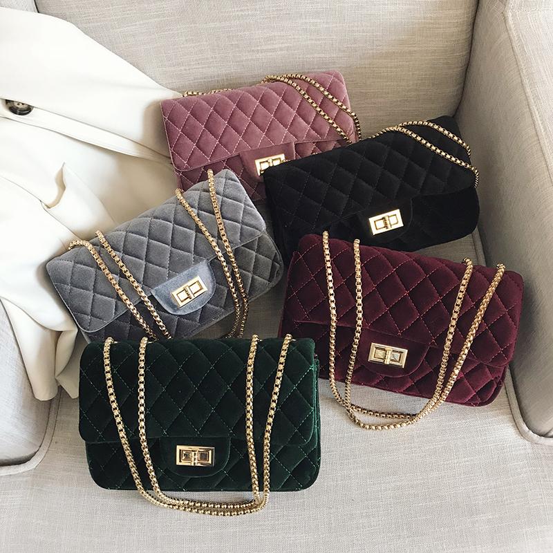 

Designer Bag Women Fashion Lingge Shoulder Bag Lady Metal Chains Purple Messenger Handbag Burgundy Tote Female Bags, Black