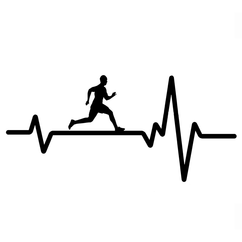 

16.2CM*7.5CM Fashion Running Man Heartbeat Decal Vinyl Black/Silver Car Sticker C22-1232