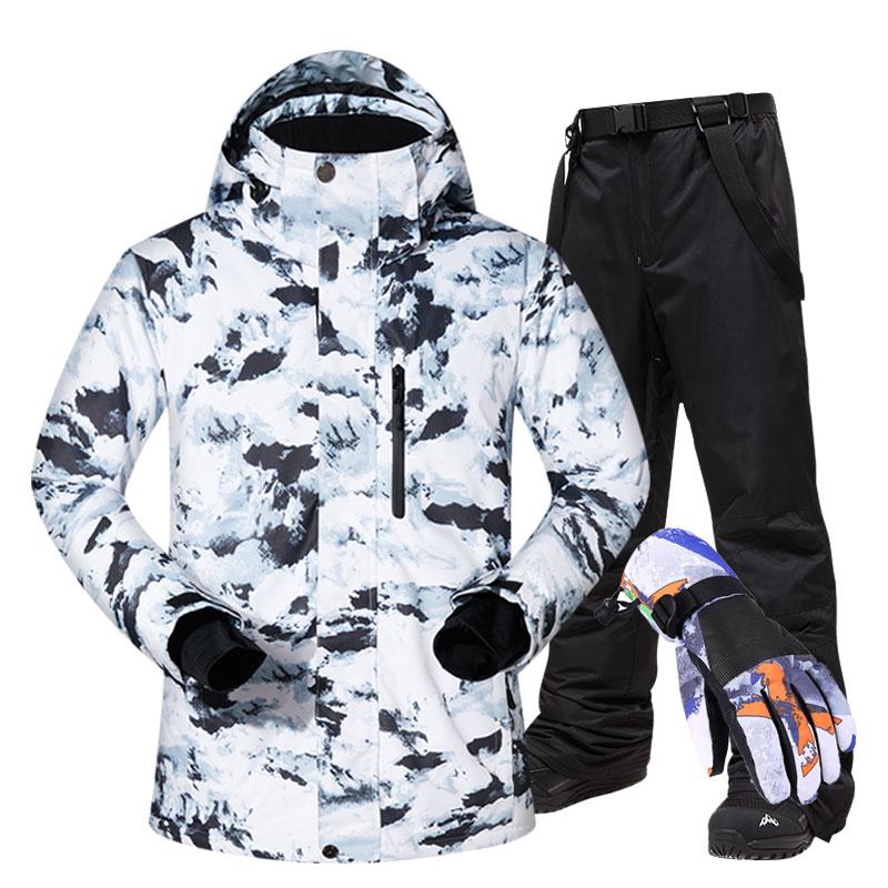 

Ski Suit Men Brands Winter Windproof Waterproof Thermal Snow Jacket and Pants Ski Touch Screen Gloves Snowboard Jacket Men, Lsj and blue g3