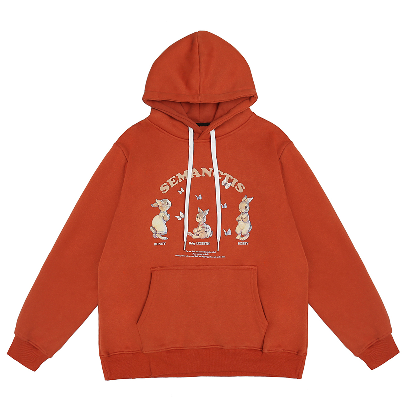 

2021 New Hip Hop Men Women Streetwear Bunny Butterfly Print Fleece Harajuku Hoodie Sweatshirt Winter Cotton Pullover Tops Orange 44lk, White