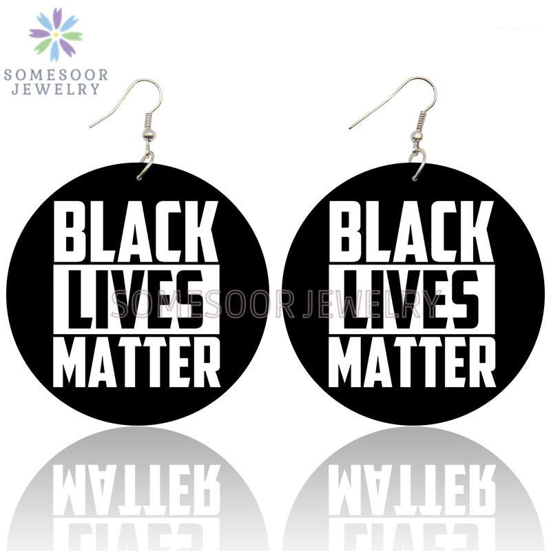 

SOMESOOR Black Lives Matter Sayings Printing Wooden Drop Earrings Melanin Poppin Life Big Loops Dangle Jewelry For Women Gifts1